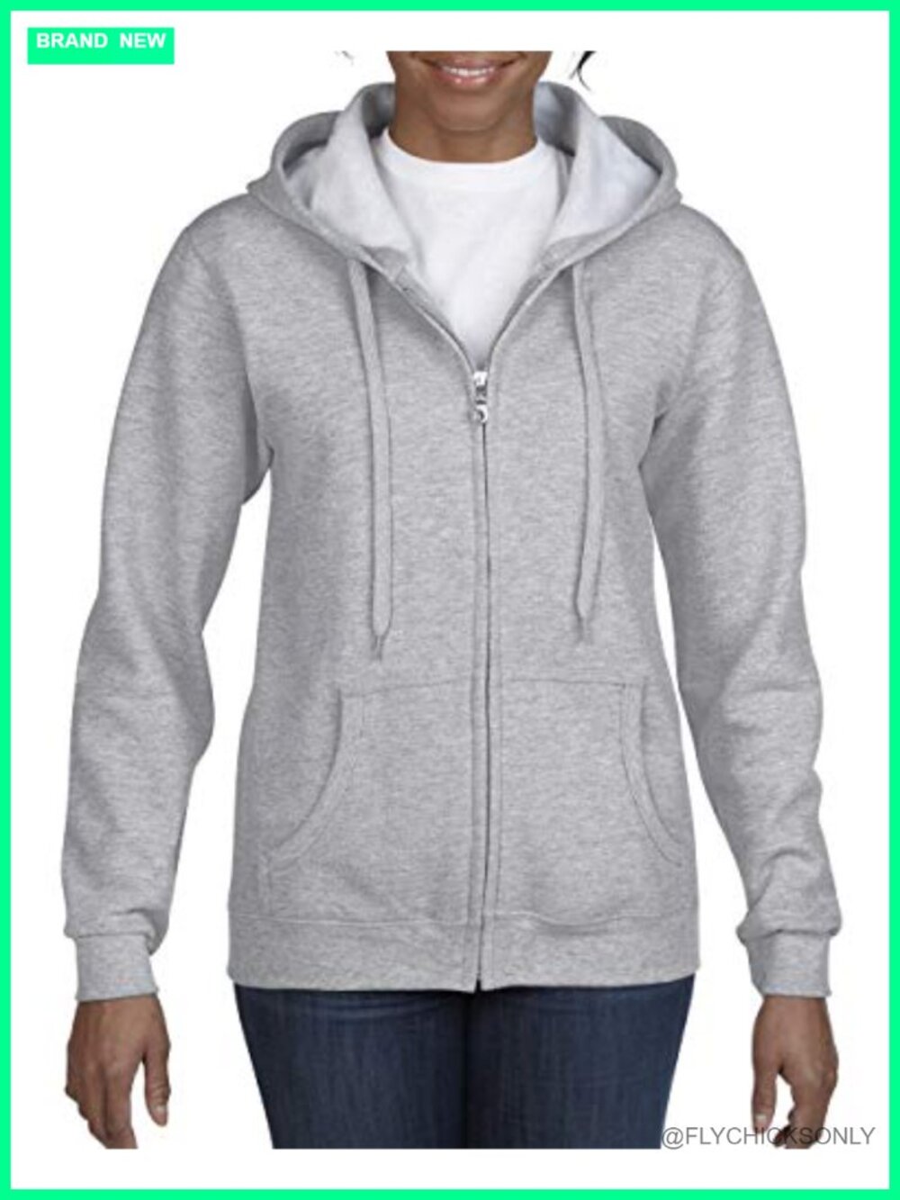Full Zip Hooded Sweatshirt Long Sleeve Classic Fit Pouch Pocket